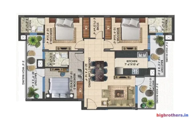 Omni Amayra Luxury One — 3 BHK Floor Plan thumbnail