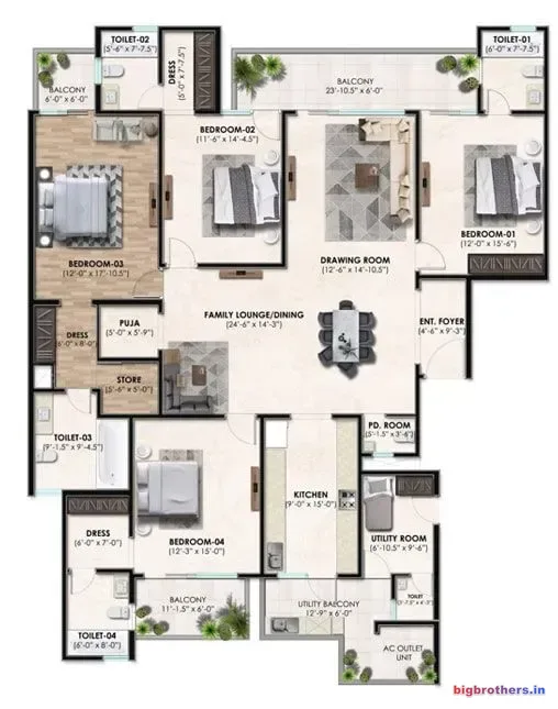 Noble Callista — 4 BHK Floor Plan
